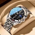 POEDAGAR 829 Men Brand Watches New Fashion Stainless Steel Date Waterproof Luminous Luxury Quartz Watch for Men's Korean Version