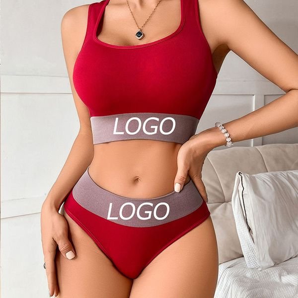 Custom Logo Wholesale 2 Piece Bra Sets Women's Sport Lingerie Set Yoga Seamless Breathable Bras Ladies Women's Bra&Panties