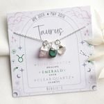 Personalized Zodiac Raw Crystal Set Necklace Charms,Gemstone Birthstone Jewelry Necklace Gift for Women