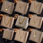 Fashion Hip Hop Chains Pendant Necklace Gold Plating Geometric Square Round Necklace Joyeria De Acero Inoxidable