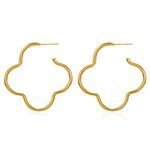 Statement Heart Ear Cuffs 18K Gold Plated Stainless Steel Hip-Hop Inspired Earrings with Geometric Lines