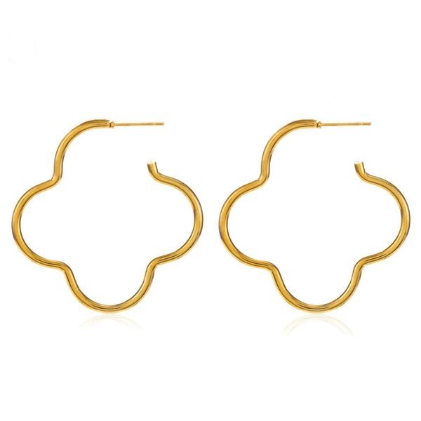 Statement Heart Ear Cuffs 18K Gold Plated Stainless Steel Hip-Hop Inspired Earrings with Geometric Lines