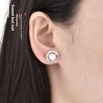 S925 Sterling Silver Women's High-End Pearl Stud Earrings Elegant Versatile Ear Jewelry Holiday Gift for Girlfriend