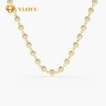 VLOVE Charm Jewelry Diamond Necklaces 14K Gold Bezel Setting Diamond Tennis Necklace