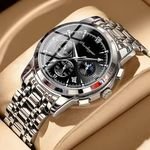 POEDAGAR 8058 Fashion Custom Men Watch Waterproof Luminous Sport Watch Luxury Brand Stainless Steel Band Men's Quartz Wristwatch