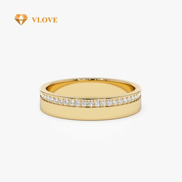 VLOVE 14K Gold Jewelry Supplier Exquisite Jewelry 14K 4MM Half Eternity Diamond Wedding Band