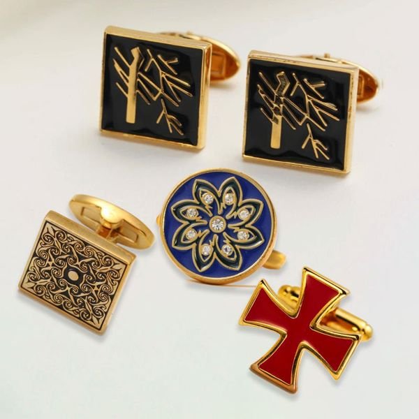 Professional Custom Metal Cufflink Set Supplier DIY Circular Bezel Stainless Steel Stud Shirt Accessories For Men's Engagement