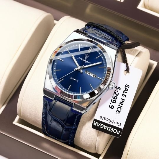 POEDAGAR 930 Luxury Fashion Watch for Men Leather Man Wristwatch Quartz Clock Waterproof Luminous Date Week Reloj Men's Watches