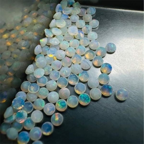 Natural Opal Round Eithopian Colorful Opal Loose Gemstone Healing Stone Birthstone Round Cuts For Jewelry Making