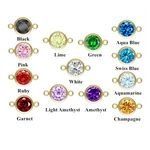 Vintage Jewelry Permanent Birthstone Zircon Bracelet Necklace Connector Gold Filled Bezel Setting Non Tarnish Charms 14K