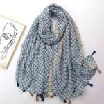 Bohemian Ethnic Styles Scarf Shawl for Women Soft Large Cotton Voile Small Plum Flower Pattern Printed Malaysia Muslin Hijabs