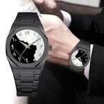 Luxury Custom Logo Men Wrist Watches Low Cost Waterproof Analog Watch for Men Custom Black Bezel Arabic Dial Watch for Men