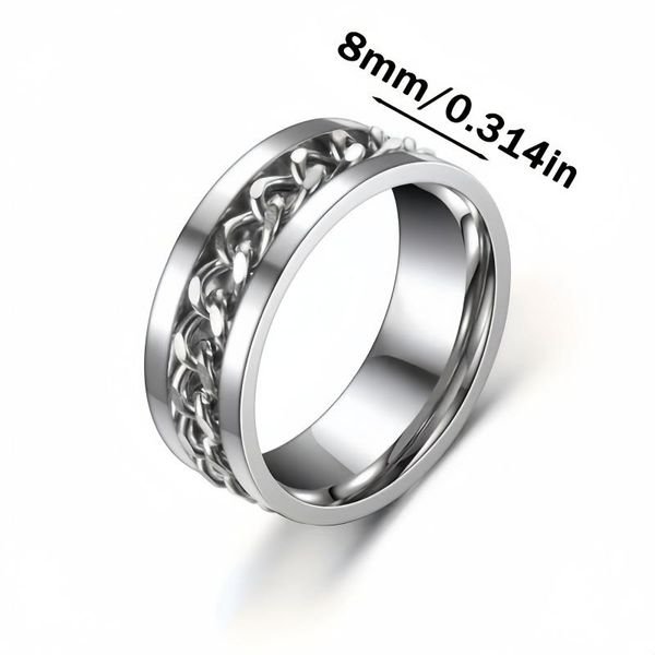 Men's 8mm Titanium Steel Ring - Fashionable Stainless Steel Couple Ring