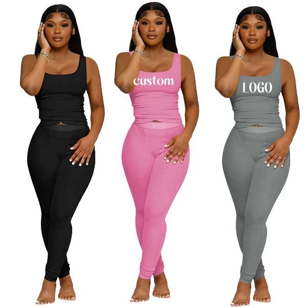 2024 Custom Logo Women Sets High Quality Cotton Short Sleeve Shirts Leggings Set Clothing Women Two Pieces Loungewear Sets