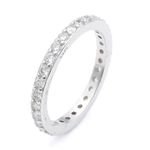 925 Sterling Silver Trendy Style Eternity Engagement Wedding Band Emerald Cubic Zirconia Rhodium Plated for Anniversaries