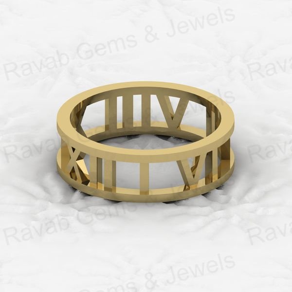 Top Selling Solid 925 Silver Gold Vermeil 6mm Text & Date History Symbolic Roman Numeral Eternity Band Men's Ring Fine Jewelry